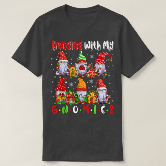 Met mijn Gnomen Cute Si Gnomen Xmas Lichten T-shirt (Design voorkant)