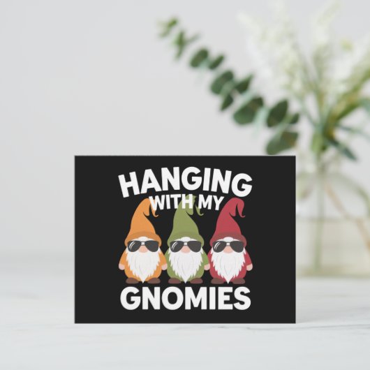 Met mijn gnomen, Funny Garden Gnome Briefkaart (Staand voorkant)