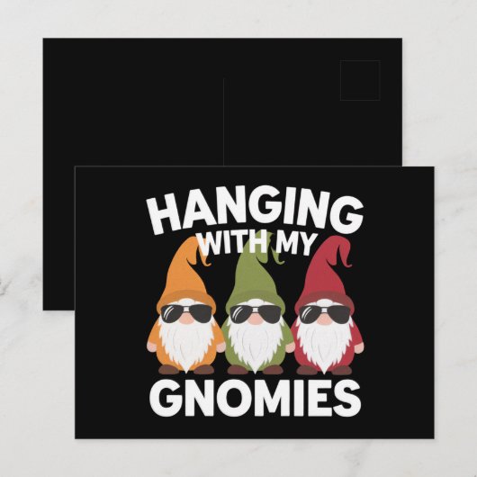 Met mijn gnomen, Funny Garden Gnome Briefkaart (Voorkant / Achterkant)