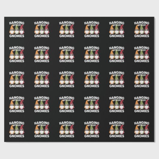 Met mijn gnomen, Funny Garden Gnome Cadeaupapier (Vlak)