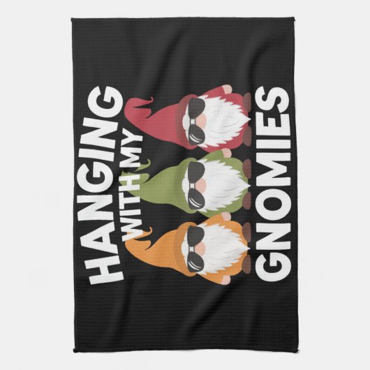 Met mijn gnomen, Funny Garden Gnome Theedoek (Verticaal)