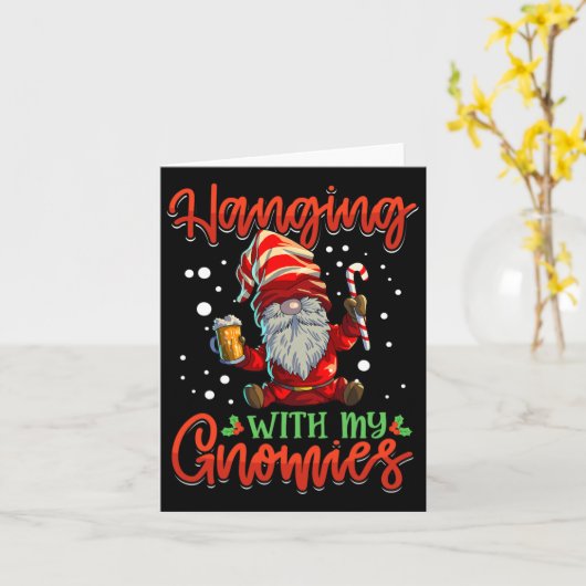 Met mijn Gnomen Womens met drie kerst Kaart (Gele Bloem)