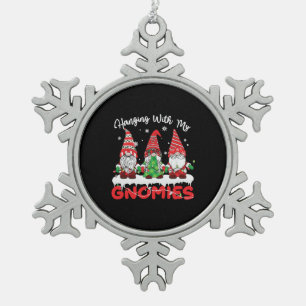 Met mijn Gnomies Garden Gnome kerst Tin Sneeuwvlok Ornament