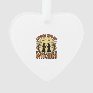 Met mijn heksen hangen Vintage Halloween-ontwerp_1 Ornament