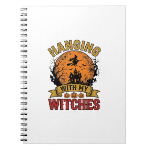 Met mijn heksen rondhangen Halloween Vintage T-shi Notitieboek