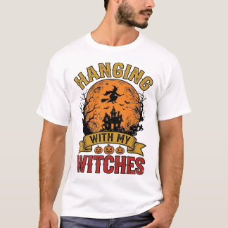 Met mijn heksen rondhangen Halloween Vintage T-shi T-shirt