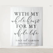 Met mijn hele hart bruiloft achtergrond wandtapijt wandkleed (Voorkant)