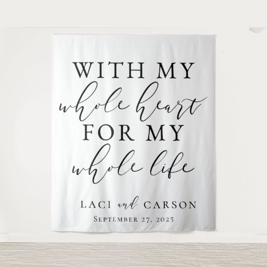 Met mijn hele hart bruiloft achtergrond wandtapijt wandkleed (Voorkant)