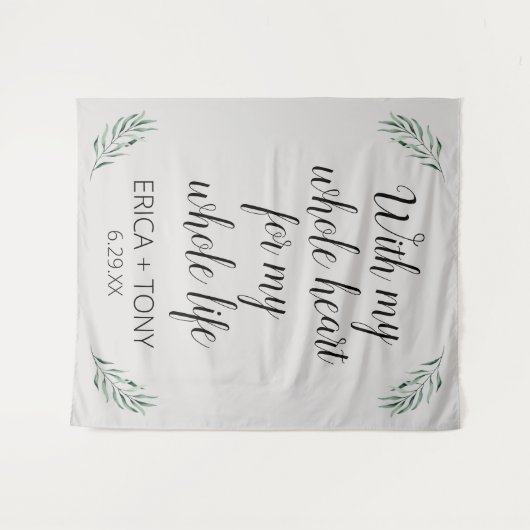 Met mijn hele hart Trouwdag groen decor Gepersonal Wandkleed (Voorkant (horizontaal))