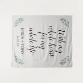 Met mijn hele Heart Wedding Greenery gepersonalise Wandkleed (Voorkant (horizontaal))