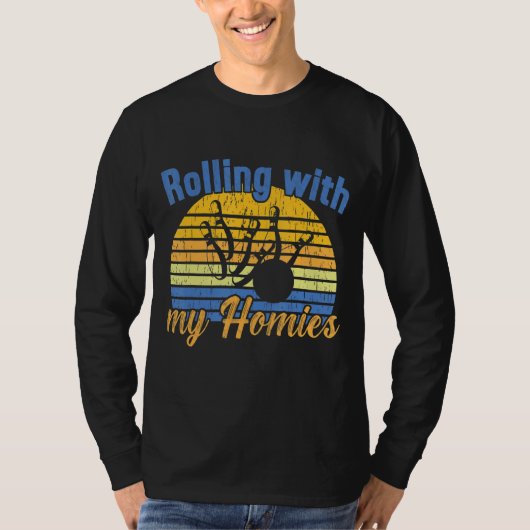 Met mijn homies Retro Bowling T-shirt (Voorkant)