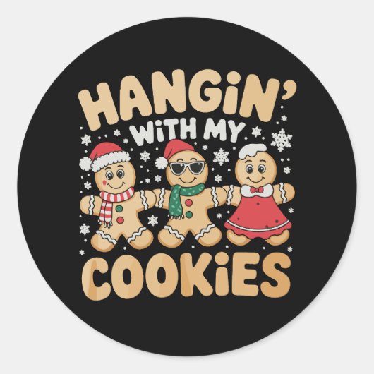 Met mijn koekjes gemberbrood Kerstmis Ronde Sticker (Voorkant)
