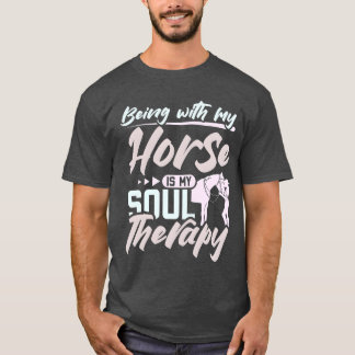Met mijn paard zijn is mijn zielentherapiejongen t-shirt