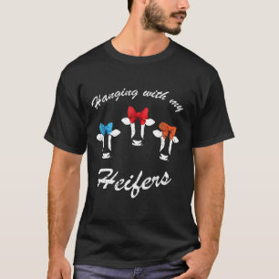 Met mijn vaarzen rondhangen boerderij koe distres t-shirt