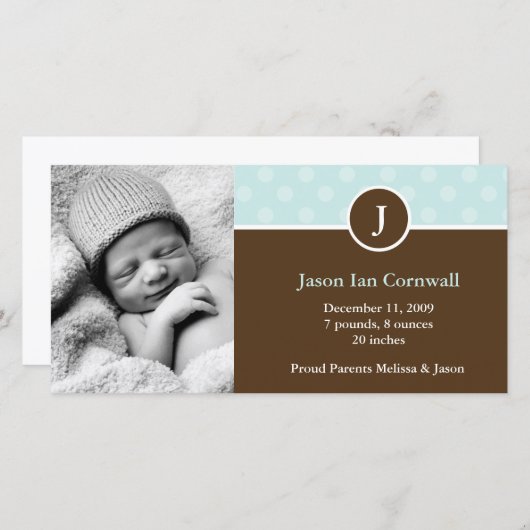 Met mintstippen monogram verjaardagsaankondigingen aankondiging (Voorkant / Achterkant)