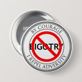 Met moed afwijzen van fanatisme ronde button 7,6 cm (Voorkant /achterkant)