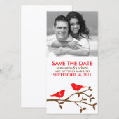 Met Monogram Geborduurde Liefdes Vogels Bewaar de Save The Date (Voorkant / Achterkant)