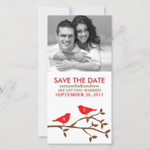 Met Monogram Geborduurde Liefdes Vogels Bewaar de  Save The Date