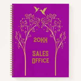 Met monogram gegraveerde gouden bomen met vogels o notitieboek