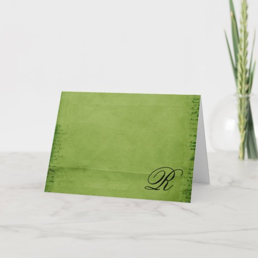 Met monogram-green notitiekaartje (Voorkant)