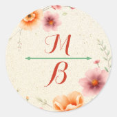 met monogram | herfstbruiloft ronde sticker (Voorkant)