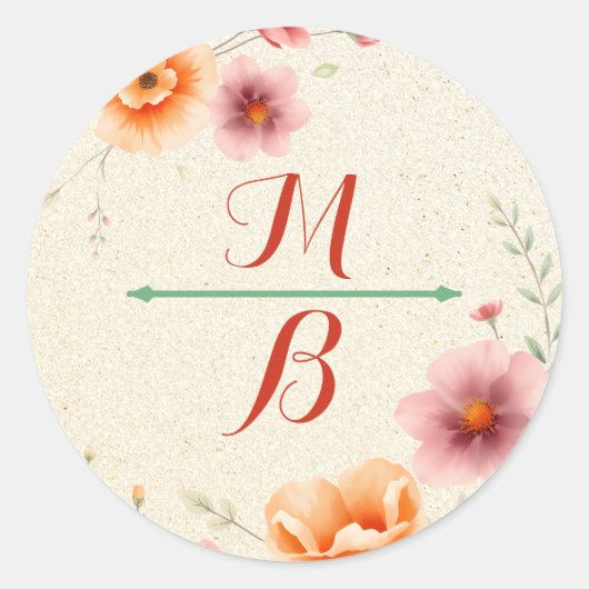 met monogram | herfstbruiloft ronde sticker (Voorkant)