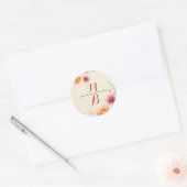 met monogram | herfstbruiloft ronde sticker (Envelop)