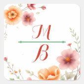 met monogram | herfstbruiloft vierkante sticker (Voorkant)