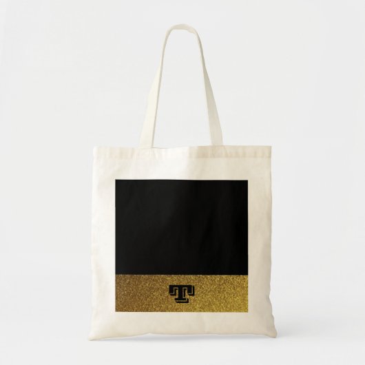 Met monogram in zwart en goud tote bag (Voorkant)