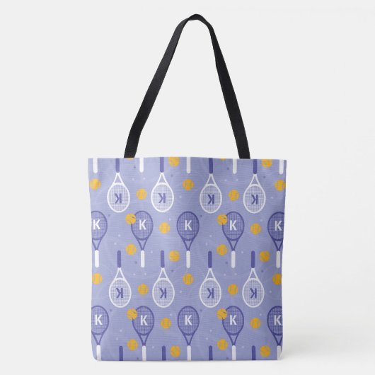 😍 met monogram periwinkle & witte tennisrackets tote bag (Voorkant)