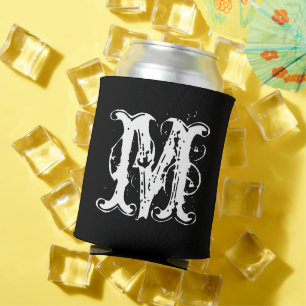 Met monogram voorziene vintage typografie drankkoe blikjeskoeler
