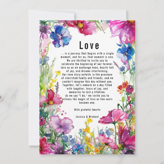 Met mooie tekst aan de achterkant Meadow Blooms Kaart (Achterkant)