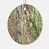 met mos bedekte boomschors keramisch ornament (Links)