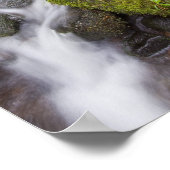 Met mos bedekte rotsen met wazig water en kannen poster (Hoek)