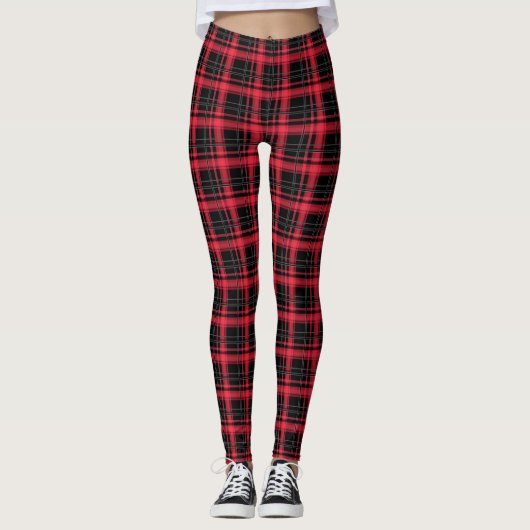 Met naadloze ingedrukte gele tartan beklede gestre leggings (Voorkant)