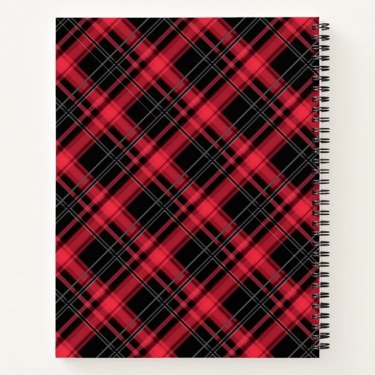 Met naadloze ingedrukte gele tartan beklede gestre notitieboek (Achterkant)