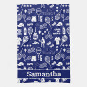 Met naam 🎾 blauw en witte 🎾 theedoek (Verticaal)