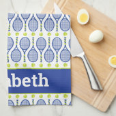 Met naam 💙 blauw, groen, wit 🎾 theedoek (Quarter Fold)