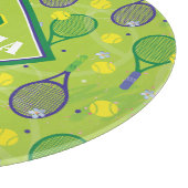 Met naam en initiaal, groene en paarse tennisracke snijplank (Hoek)