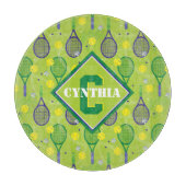 Met naam en initiaal, groene en paarse tennisracke snijplank (Voorkant)