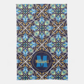 Met naam en initiaal Oriental tegels, Azulejos Theedoek (Verticaal)