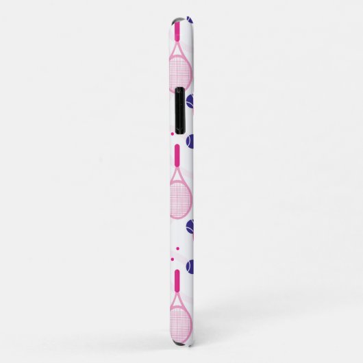 Met naam en initiaal, roze en paarse tennisrackets Case-Mate iPhone case (Achterkant/rechts)