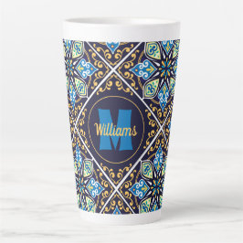 Met naam en initiële Oosterse tegels, Azulejos Latte Mok