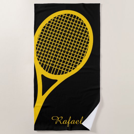 Met naam Gele🎾tennisracket Strandlaken (Voorkant)