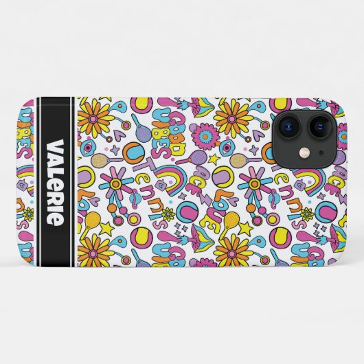 Met naam 🎾 groovy pastel tennis Case-Mate iPhone case (Achterkant (horizontaal))