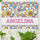 Met naam 🎾 groovy pastel tennis theedoek (Gevouwen)