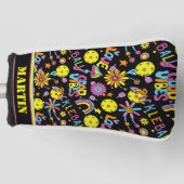 Met naam, Groovy, retro 90, zwart Golfheadcover (Voorkant)