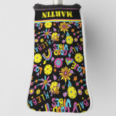 Met naam, Groovy, retro 90, zwart Golfheadcover (Draai 90)