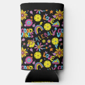 Met naam, Groovy, retro 90, zwart Seltzer Blikjeskoeler (Achterkant)