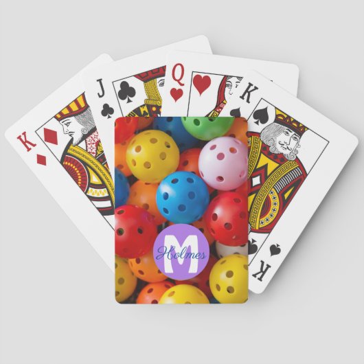 Met naam / initiaal kleurrijke handballetjes spele pokerkaarten (Achterkant)